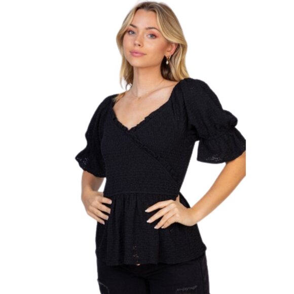 white birch Tops - Half Sleeve Surplice Top